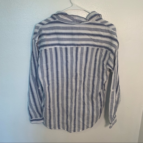 Forever 21 Split Neck Tunic Top White Blue Stripes - Picture 9 of 11